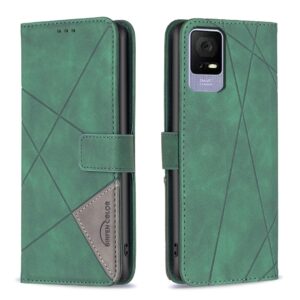 TCL 40 SE Θήκη Βιβλίο Πράσινο Magnetic Buckle Rhombus Texture Phone Case Green