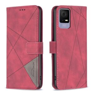 TCL 40 SE Θήκη Βιβλίο Κόκκινο Magnetic Buckle Rhombus Texture Phone Case Red