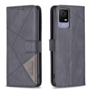 TCL 40 SE Θήκη Βιβλίο Μαύρο Magnetic Buckle Rhombus Texture Phone Case Black
