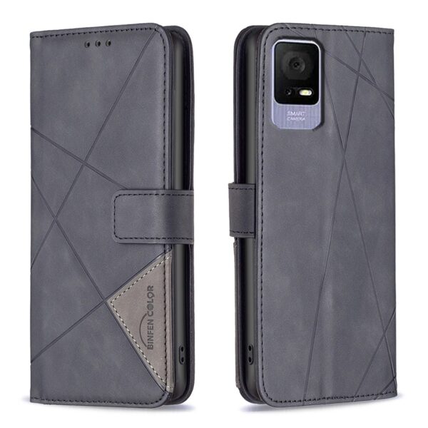 TCL 40 SE Θήκη Βιβλίο Μαύρο Magnetic Buckle Rhombus Texture Phone Case Black