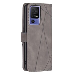 TCL 40 SE Θήκη Βιβλίο Γκρι Magnetic Buckle Rhombus Texture Phone Case Grey