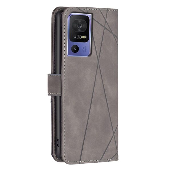 TCL 40 SE Θήκη Βιβλίο Γκρι Magnetic Buckle Rhombus Texture Phone Case Grey