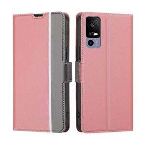 TCL 40 R 5G Θήκη Βιβλίο Ροζ Twill Texture Side Buckle Phone Case Pink