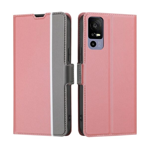 TCL 40 R 5G Θήκη Βιβλίο Ροζ Twill Texture Side Buckle Phone Case Pink
