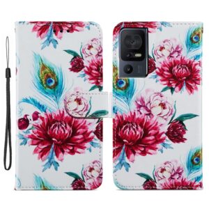 TCL 40 SE Θήκη Βιβλίο Painted Pattern Horizontal Flip Phone Case Peacock Flower
