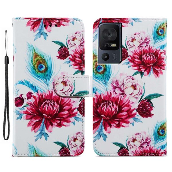 TCL 40 SE Θήκη Βιβλίο Painted Pattern Horizontal Flip Phone Case Peacock Flower