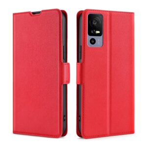 TCL 40 R 5G Θήκη Βιβλίο Κόκκινο Ultra-thin Voltage Side Buckle PU + TPU Phone Case Red