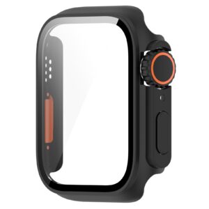 Apple Watch Series 9 / 8 / 7 45mm Θήκη με Τζαμάκι Προστασίας Οθόνης Tempered Film + PC Integrated Watch Protective Case Black