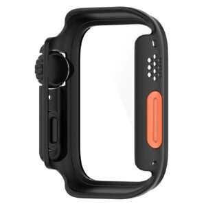 Apple Watch Series 9 / 8 / 7 45mm Θήκη με Τζαμάκι Προστασίας Οθόνης Tempered Film + PC Integrated Watch Protective Case Black