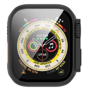 Apple Watch Series 9 / 8 / 7 45mm Θήκη με Τζαμάκι Προστασίας Οθόνης Tempered Film + PC Integrated Watch Protective Case Black