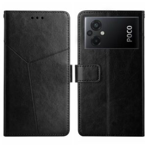 Xiaomi Poco M5 Θήκη Βιβλίο Μαύρο HT01 Y-shaped Pattern Flip Phone Case Black