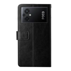 Xiaomi Poco M5 Θήκη Βιβλίο Μαύρο HT01 Y-shaped Pattern Flip Phone Case Black