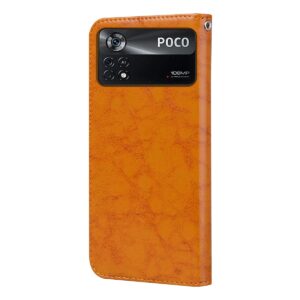 Xiaomi Poco M4 Pro 4G Θήκη Βιβλίο Καφέ Ανοιχτό Business Style Oil Wax Texture Horizontal Flip Case Light Brown