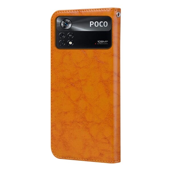 Xiaomi Poco M4 Pro 4G Θήκη Βιβλίο Καφέ Ανοιχτό Business Style Oil Wax Texture Horizontal Flip Case Light Brown