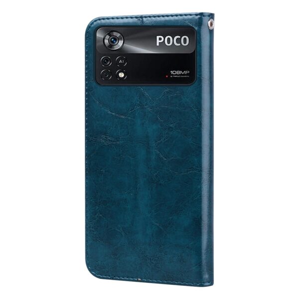 Xiaomi Poco M4 Pro 4G Θήκη Βιβλίο Μπλε Business Style Oil Wax Texture Horizontal Flip Case Blue