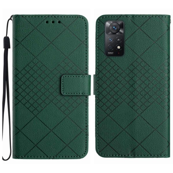 Xiaomi Redmi Note 12 Pro 4G Θήκη Βιβλίο Πράσινο Rhombic Grid Texture Phone Case Green