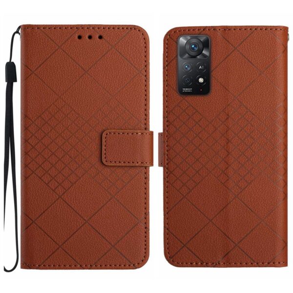 Xiaomi Redmi Note 12 Pro 4G Θήκη Βιβλίο Καφέ Rhombic Grid Texture Phone Case Brown