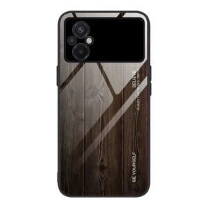 Xiaomi Poco M5 Θήκη Μαύρη Με Πλαίσιο Σιλικόνης Και Όψη Γυαλιού Wood Grain Glass Phone Case Black