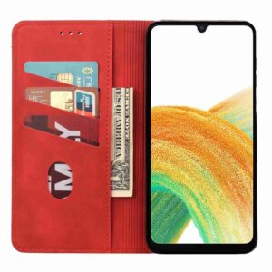 Samsung Galaxy A55 5G Θήκη Βιβλίο Κόκκινο Skin Feel Splicing Phone Case Red
