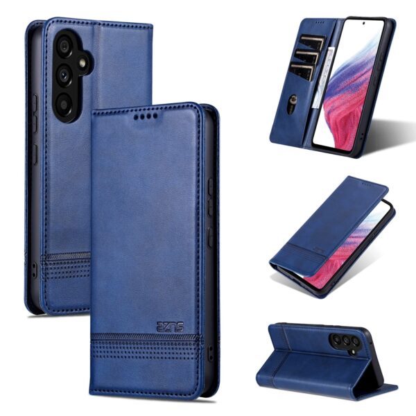 Samsung Galaxy A35 5G Θήκη Βιβλίο Μπλε AZNS Magnetic Calf Texture Flip Phone Case Blue