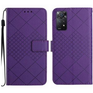 Xiaomi Redmi Note 12 Pro 4G Θήκη Βιβλίο Μωβ Rhombic Grid Texture Phone Case Purple