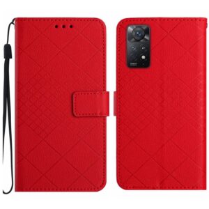 Xiaomi Redmi Note 12 Pro 4G Θήκη Βιβλίο Κόκκινο Rhombic Grid Texture Phone Case Red
