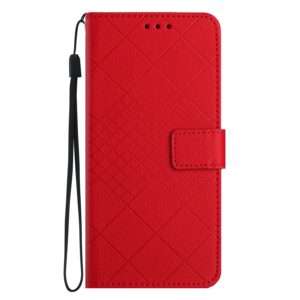 Xiaomi Redmi Note 12 Pro 4G Θήκη Βιβλίο Κόκκινο Rhombic Grid Texture Phone Case Red