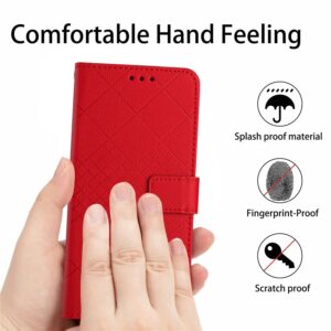 Xiaomi Redmi Note 12 Pro 4G Θήκη Βιβλίο Κόκκινο Rhombic Grid Texture Phone Case Red