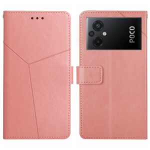 Xiaomi Poco M5 Θήκη Βιβλίο Ροζ HT01 Y-shaped Pattern Flip Phone Case Pink
