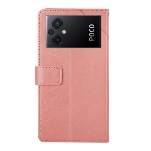 Xiaomi Poco M5 Θήκη Βιβλίο Ροζ HT01 Y-shaped Pattern Flip Phone Case Pink