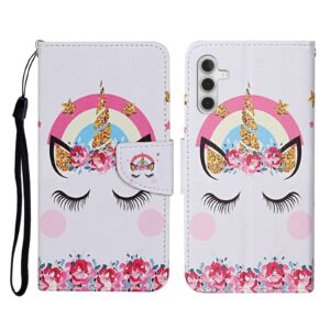 Samsung Galaxy A55 5G Θήκη Βιβλίο Colored Drawing Pattern Phone Case Crown Unicorn