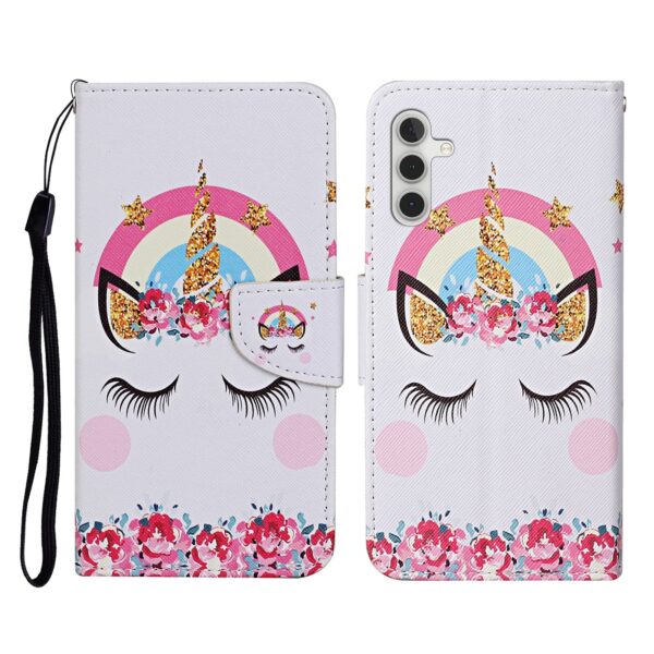Samsung Galaxy A55 5G Θήκη Βιβλίο Colored Drawing Pattern Phone Case Crown Unicorn