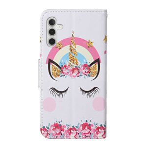 Samsung Galaxy A55 5G Θήκη Βιβλίο Colored Drawing Pattern Phone Case Crown Unicorn