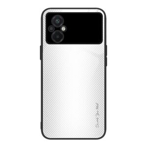 Xiaomi Poco M5 Θήκη Λευκή Με Πλαίσιο Σιλικόνης Και Όψη Γυαλιού Texture Gradient Glass TPU Phone Case White