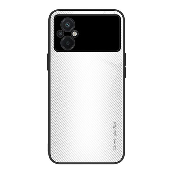 Xiaomi Poco M5 Θήκη Λευκή Με Πλαίσιο Σιλικόνης Και Όψη Γυαλιού Texture Gradient Glass TPU Phone Case White
