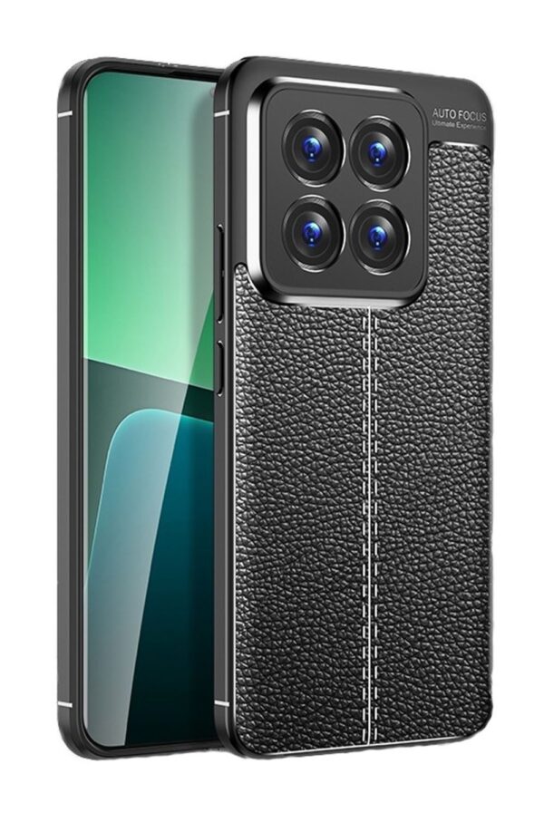 Forcell Xiaomi 14 Pro Litchi Texture Θήκη Σιλικόνης - Black