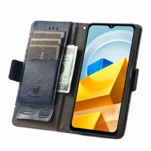 Xiaomi Poco M5 Θήκη Βιβλίο Μπλε CaseNeo Splicing Dual Magnetic Buckle Phone Case Blue