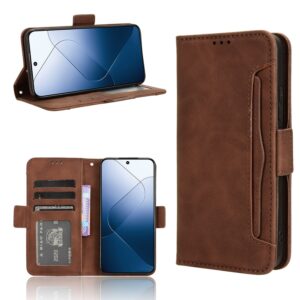 Xiaomi 14 Θήκη Βιβλίο Καφέ Skin Feel Calf Texture Card Slots Phone Case Brown