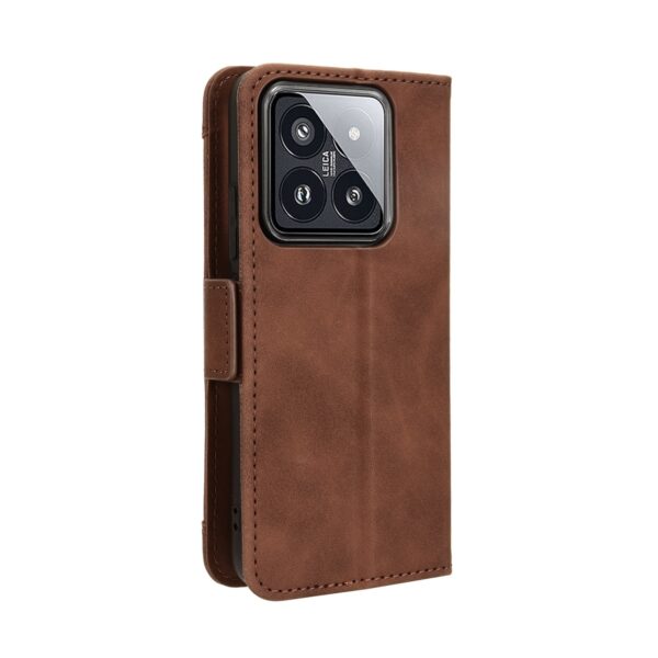 Xiaomi 14 Θήκη Βιβλίο Καφέ Skin Feel Calf Texture Card Slots Phone Case Brown