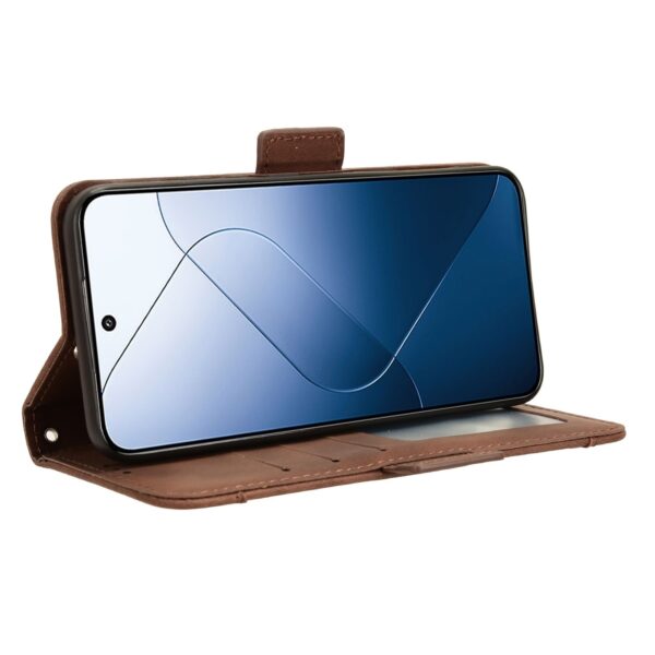 Xiaomi 14 Θήκη Βιβλίο Καφέ Skin Feel Calf Texture Card Slots Phone Case Brown