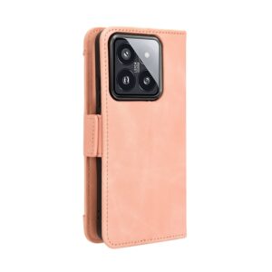 Xiaomi 14 Θήκη Βιβλίο Ροζ Skin Feel Calf Texture Card Slots Phone Case Pink