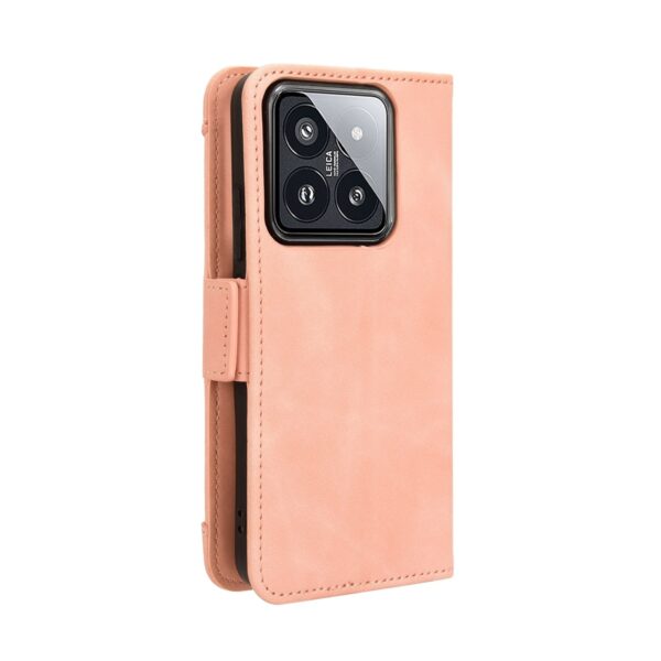 Xiaomi 14 Θήκη Βιβλίο Ροζ Skin Feel Calf Texture Card Slots Phone Case Pink