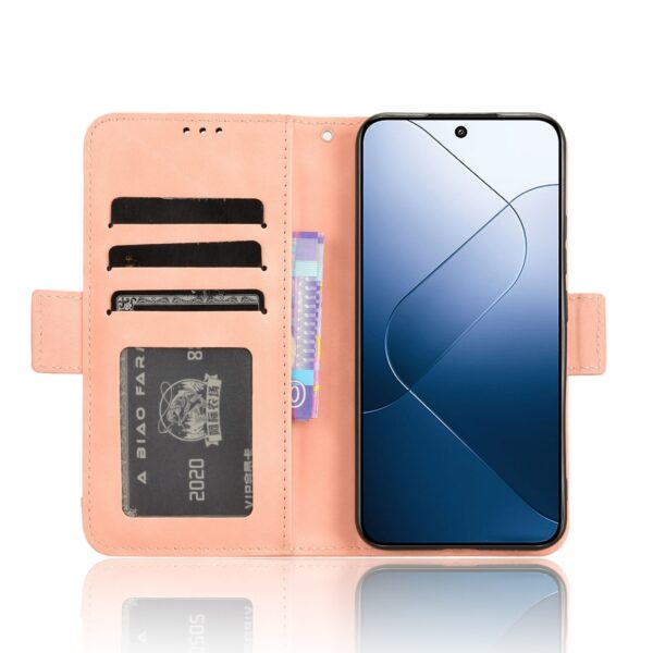 Xiaomi 14 Θήκη Βιβλίο Ροζ Skin Feel Calf Texture Card Slots Phone Case Pink