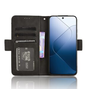 Xiaomi 14 Θήκη Βιβλίο Μαύρο Skin Feel Calf Texture Card Slots Phone Case Black