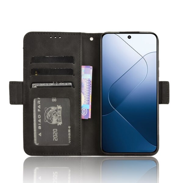 Xiaomi 14 Θήκη Βιβλίο Μαύρο Skin Feel Calf Texture Card Slots Phone Case Black