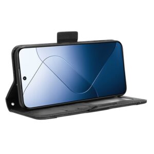 Xiaomi 14 Θήκη Βιβλίο Μαύρο Skin Feel Calf Texture Card Slots Phone Case Black