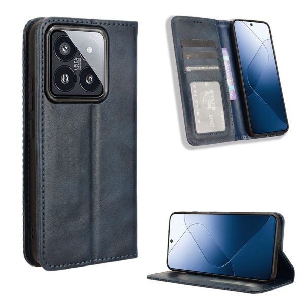 Xiaomi 14 Θήκη Βιβλίο Μπλε Magnetic Buckle Retro Texture Phone Case Blue