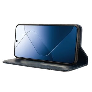 Xiaomi 14 Θήκη Βιβλίο Μπλε Magnetic Buckle Retro Texture Phone Case Blue