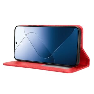 Xiaomi 14 Θήκη Βιβλίο Κόκκινο Magnetic Buckle Retro Texture Phone Case Red
