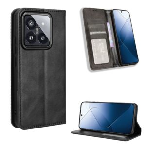 Xiaomi 14 Θήκη Βιβλίο Μαύρο Magnetic Buckle Retro Texture Phone Case Black